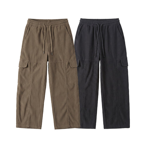 Damen Weite hochtaillierte Cargo‑Hose aus Feincord mit Tunnelzug Drune