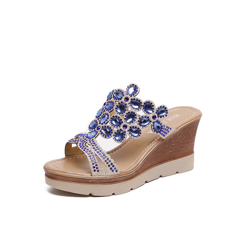 Damen Wedge-Pantoletten mit funkelnden Strassdetails und komfortabler Sohle Drune