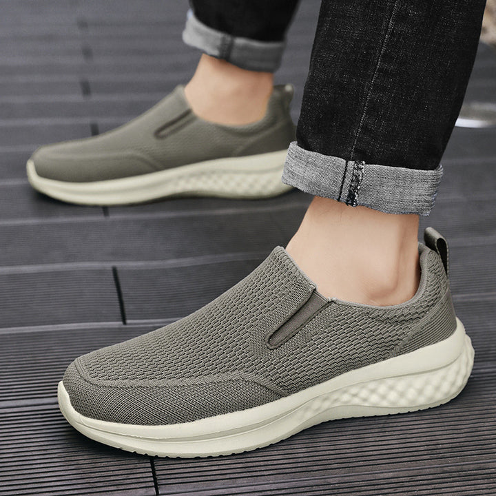 Unisex nan nahtloser Schlupfsneaker mit viskoelastischem Fußbett, flexibler Dämpfungssohle und atmungsaktivem Strickoberteil Drune
