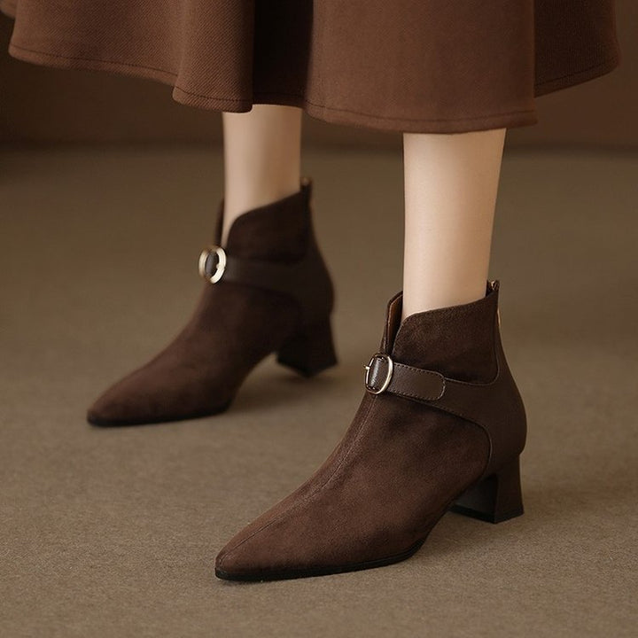 Damen Elegante und schicke Stiefeletten mit Riemen Drune