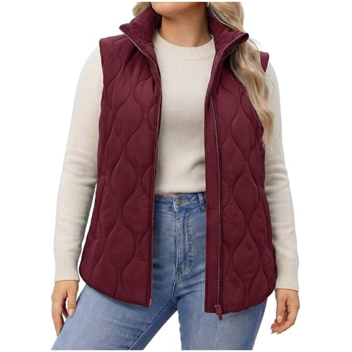 Damen gesteppte Weste mit hohem Kragen, figurfreundlicher Silhouette und Eingrifftaschen Drune