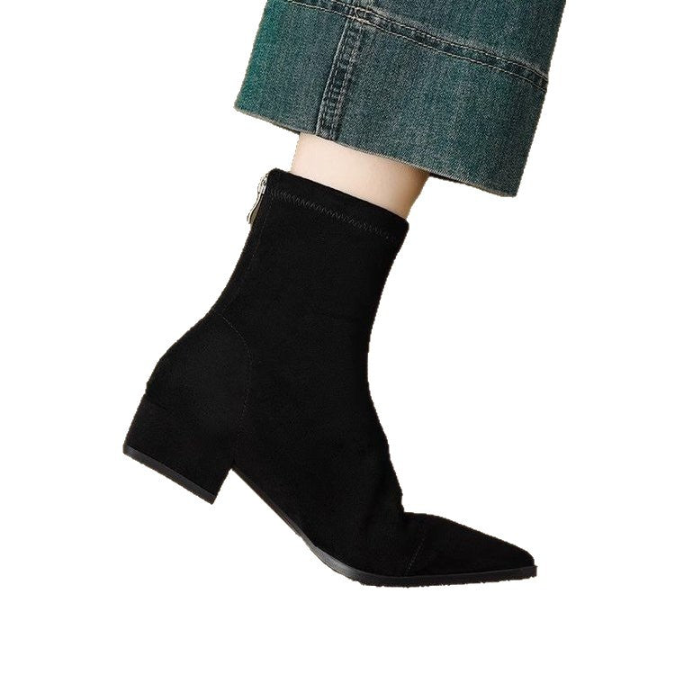 Damen Elegante spitze Stiefeletten mit flexiblem Schaft Drune
