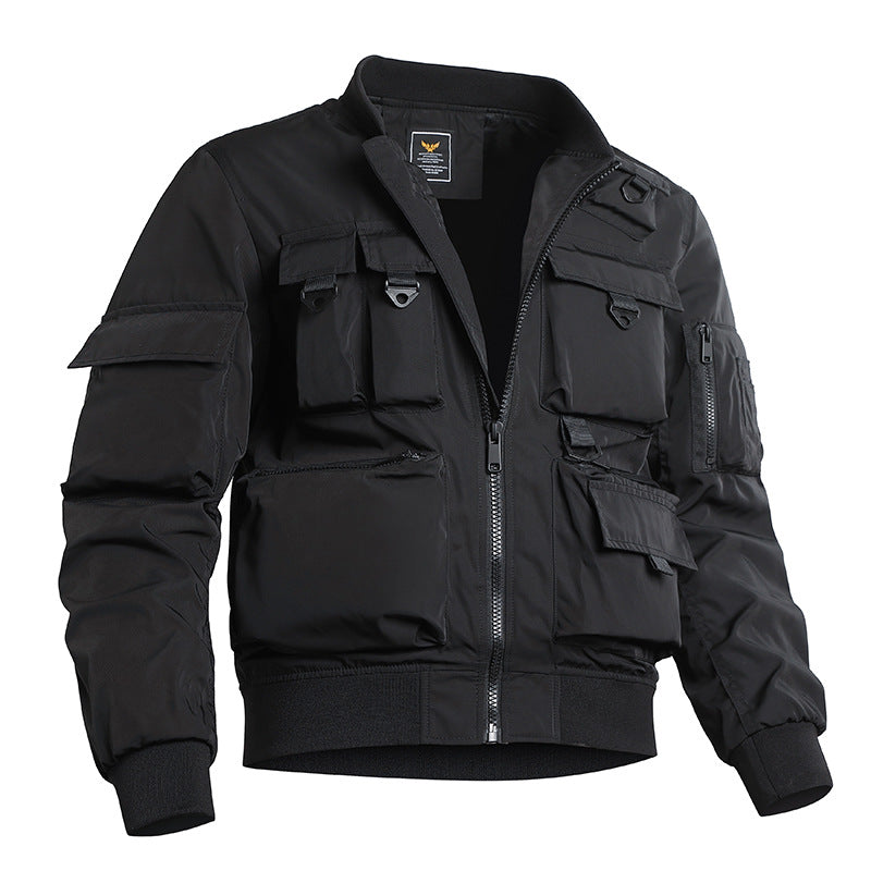 Herren taktische Bomberjacke mit Mehrfachtaschen, wasserabweisendem Material und Rippenbündchen Drune