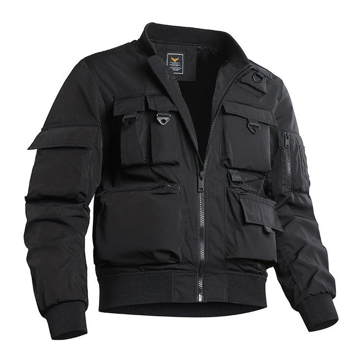 Herren taktische Bomberjacke mit Mehrfachtaschen, wasserabweisendem Material und Rippenbündchen Drune