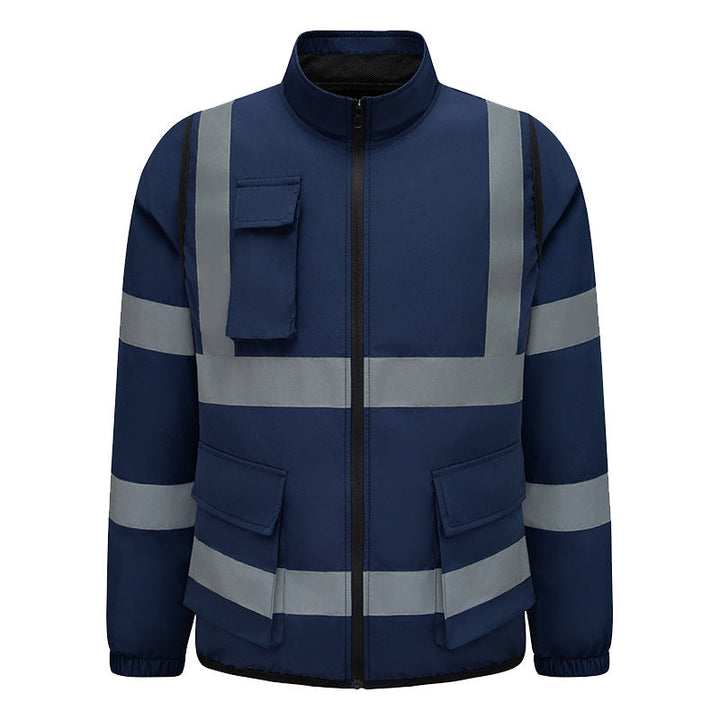 Unisex nan hochsichtbare Warnjacke mit reflektierenden Streifen und multifunktionalen Außentaschen Drune