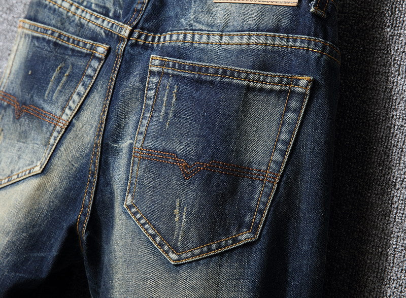 Herren Zerrissene Denim-Jeans mit lässigem Schnitt Drune