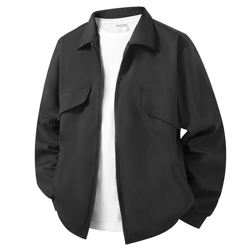 Herren Minimalistische Utility-Hemdjacke mit verdecktem Reißverschluss und gerundetem Saum Drune