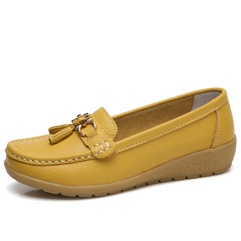 Damen Mokassins mit ornamentaler Schnalle und weicher Sohle Drune