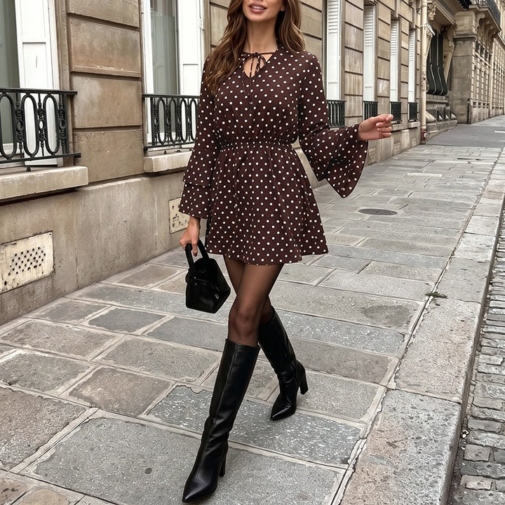 Damen Verspieltes Polka-Dots Kleid mit Rüschen Drune