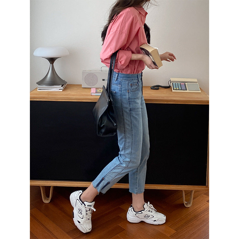 Damen elegante und lässige Bluse mit leichtem Oversize-Schnitt Drune
