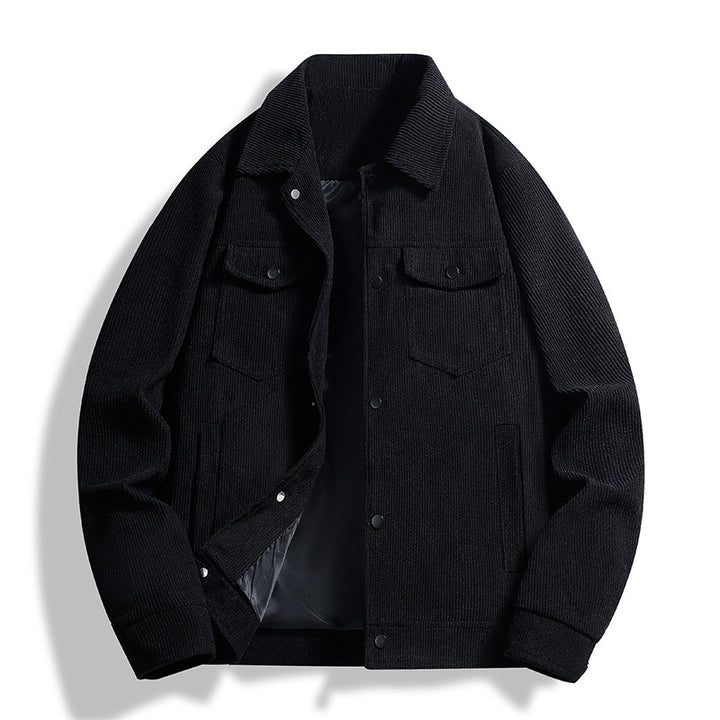 Herren Strukturierte Overshirt-Jacke mit wattierter Innenfütterung und Druckknopfblende Drune