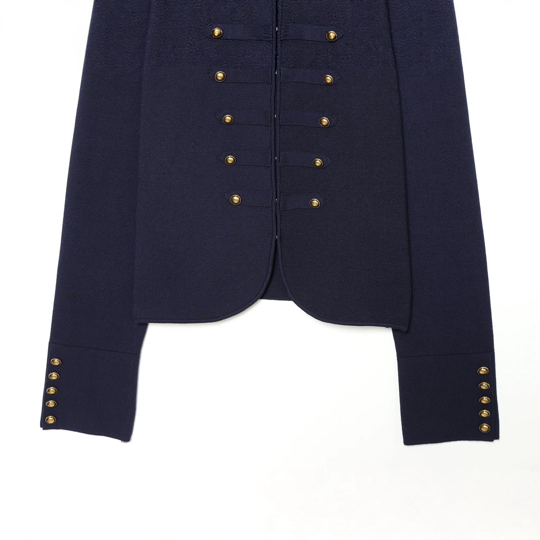 Damen nan militärinspirierte Kurzjacke mit Stehkragen und dekorativer Zierknopfleiste Drune