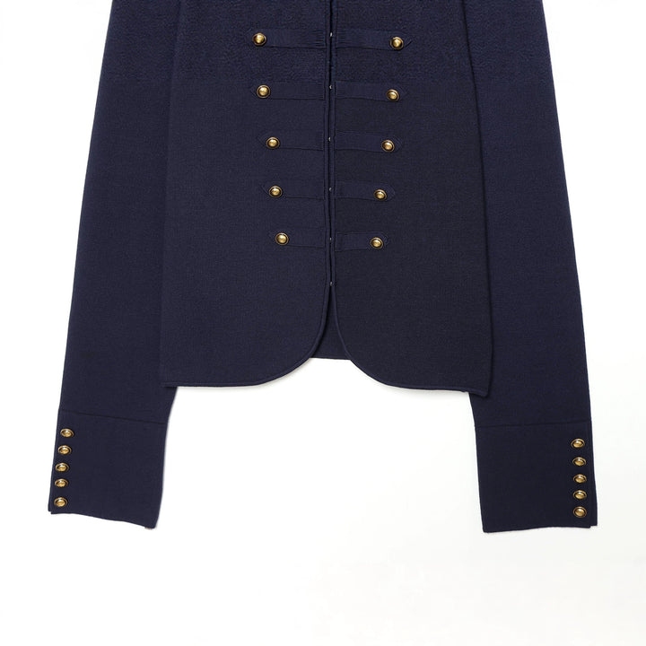 Damen nan militärinspirierte Kurzjacke mit Stehkragen und dekorativer Zierknopfleiste Drune