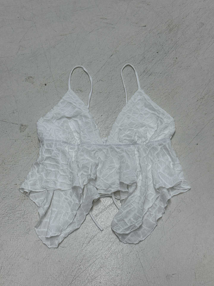 Damen verspieltes Crop-Top mit eleganten Rüschendetails Drune