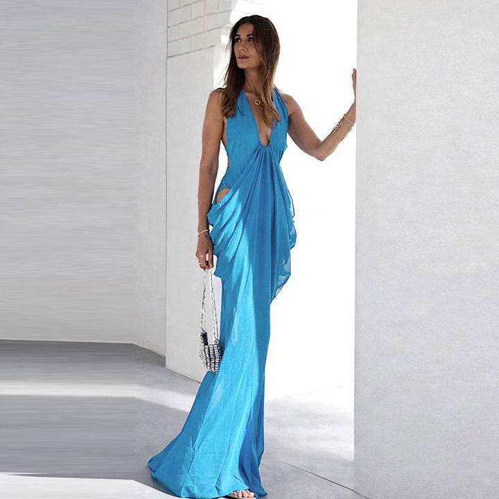 Damen Elegantes Wickelkleid mit tiefem V-Ausschnitt und raffinierten Drapierungen Drune