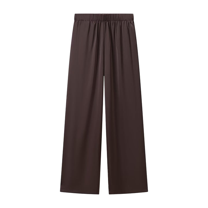 Damen Weite Palazzo-Hose mit Elastikbund und fließender Satinoptik Drune