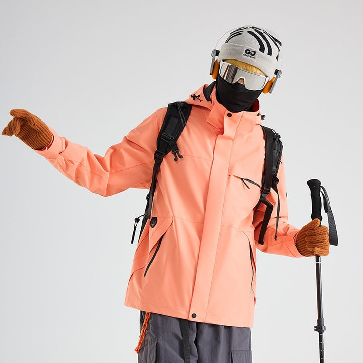 Herren Wasserdichte Outdoor-Softshelljacke mit Kapuze, hohem Stehkragen & Reißverschlusstaschen Drune