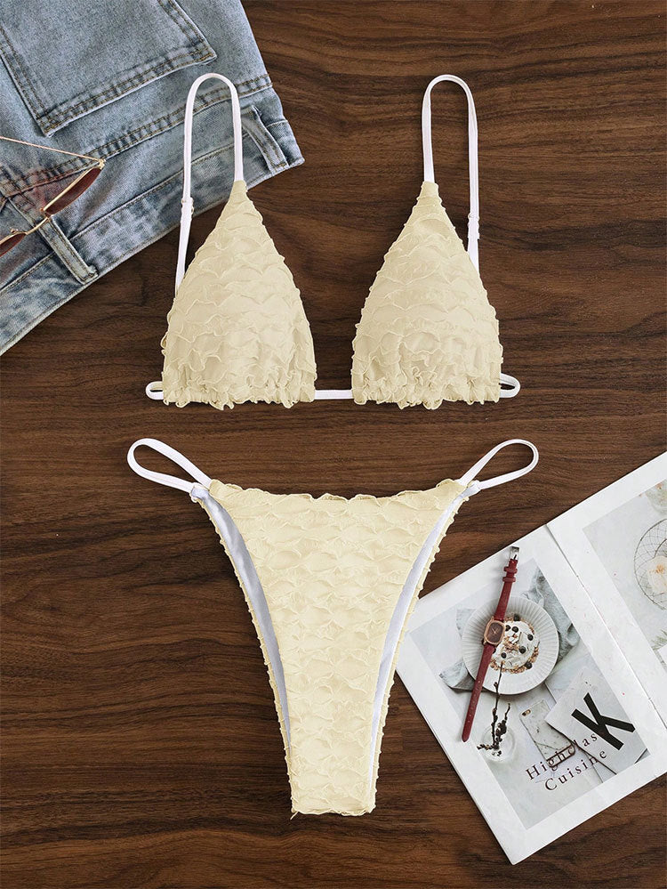 Damen Triangel-Bikini mit Rüschendesign und verstellbaren Trägern Drune