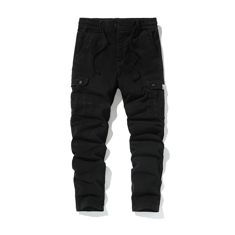 Herren Strapazierfähige Canvas-Cargohose mit ergonomischen Kniefalten, Tunnelzugbund und aufgesetzten Klapptaschen Drune