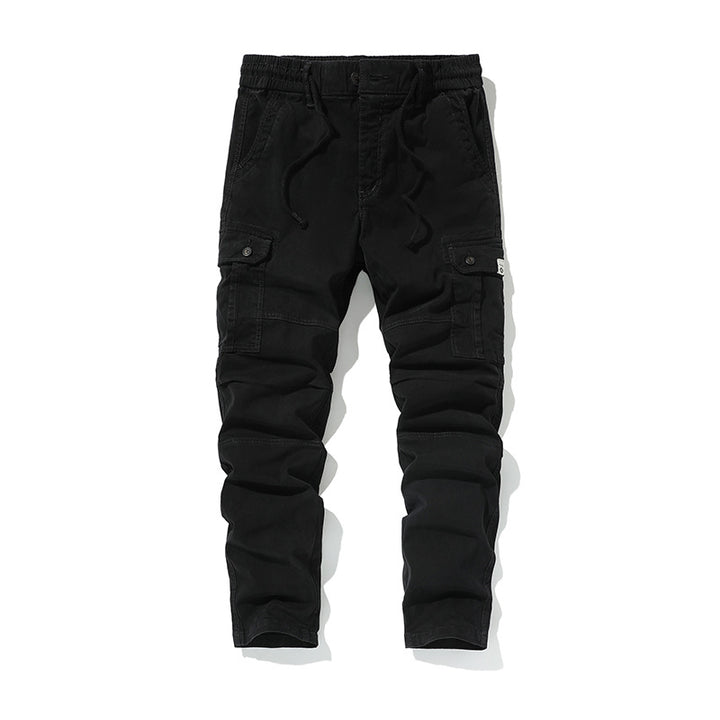 Herren Strapazierfähige Canvas-Cargohose mit ergonomischen Kniefalten, Tunnelzugbund und aufgesetzten Klapptaschen Drune