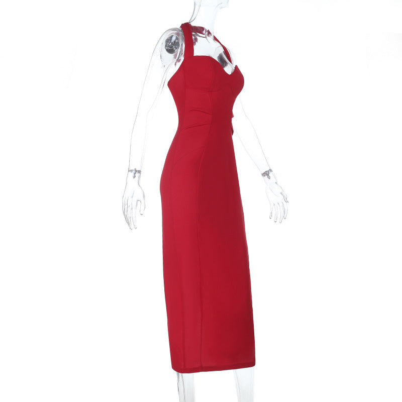 Damen figurbetontes Abendkleid mit Halterneck-Design Drune