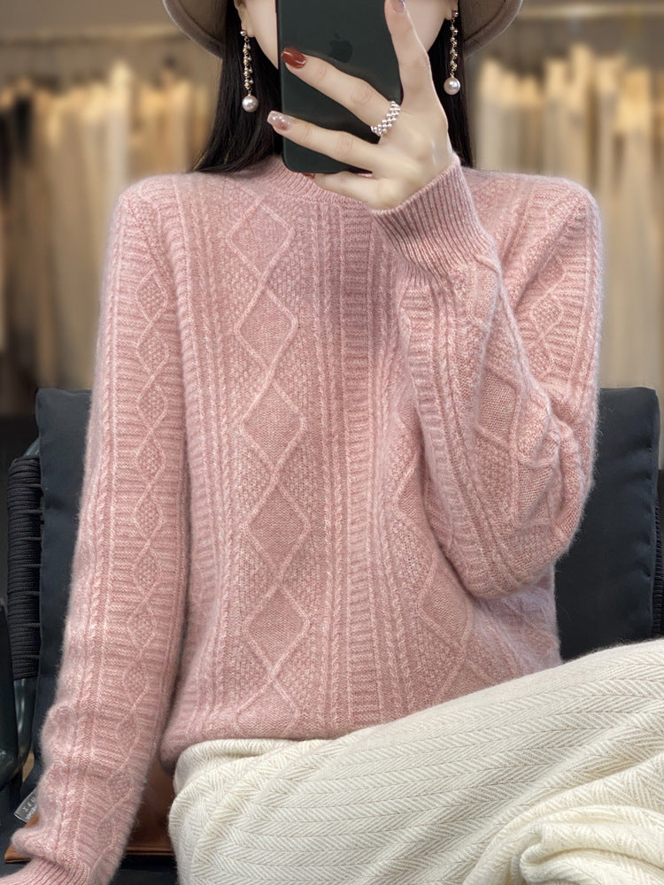 Damen Zopfmuster-Feinstrickpullover mit Ajour-Bahnen und weichem Mohair-Finish Drune