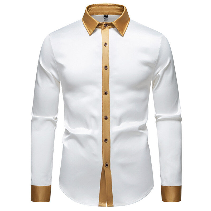 Herren Langarm-Hemd mit modernen Satin-Details Drune