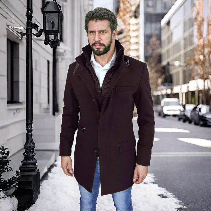 Herren stylischer und funktioneller Übergangs-Mantel mit abnehmbarer Innenjacke Drune