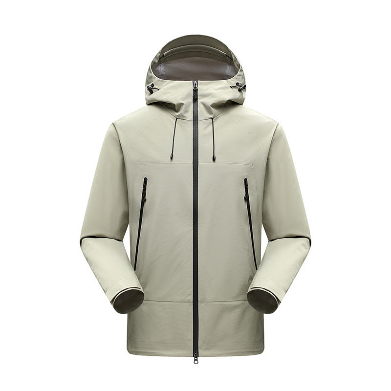 Herren Minimalistische technische dreilagige Softshelljacke mit versiegelten Nähten und wasserdichtem Frontreißverschluss Drune