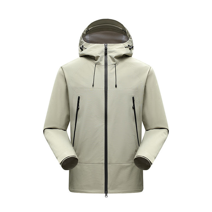 Herren Minimalistische technische dreilagige Softshelljacke mit versiegelten Nähten und wasserdichtem Frontreißverschluss Drune