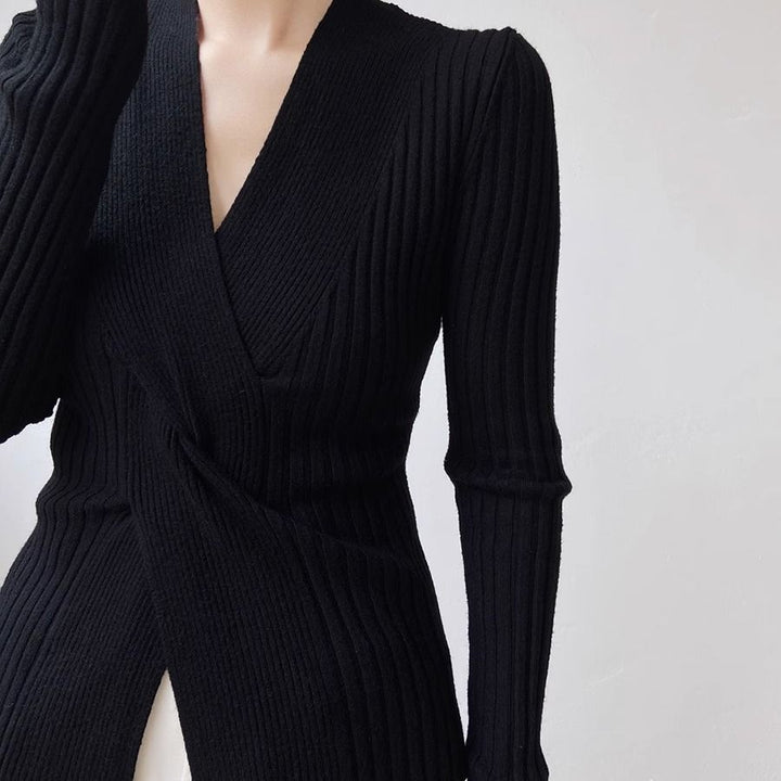 Damen Elegante Wickelstrickjacke Drune