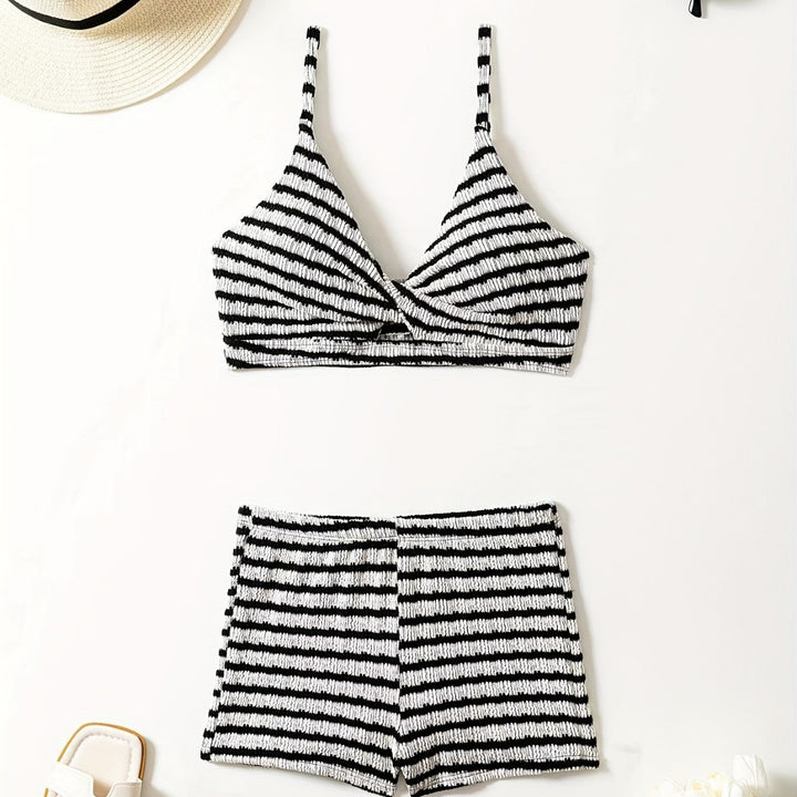 Damen Crop-Bikini Oberteil mit High-Waist Shorts Drune