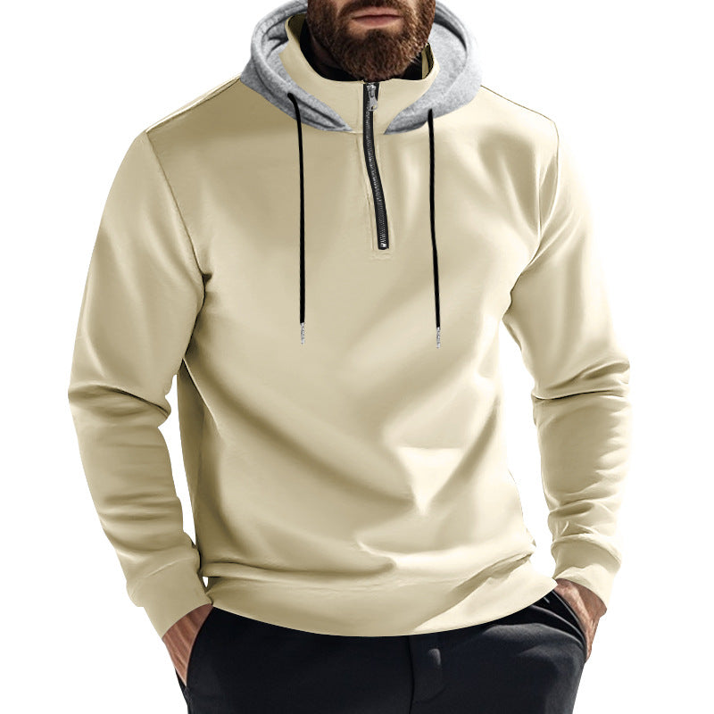 Herren nan Halbzip-Kapuzenpullover mit kontrastkapuze, Kordelzug und schmaler Silhouette Drune