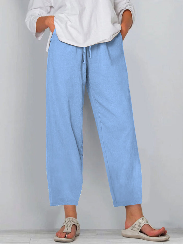 Damen Relaxed Culotte-Hosen mit Kordelzug, Seitentaschen und Knöchellänge Drune