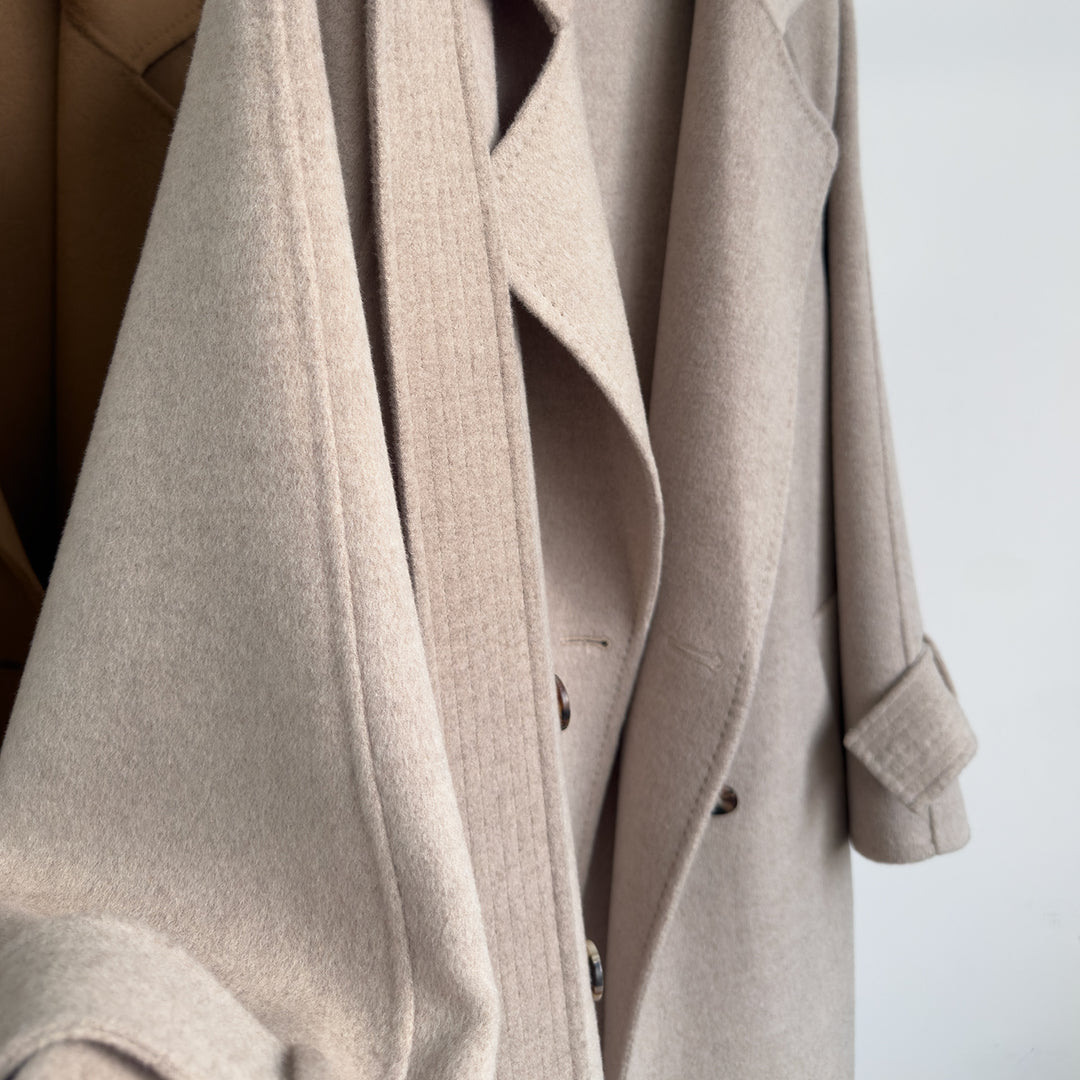 Eleganter Damen-Doppelreiher-Wollmischmantel Drune