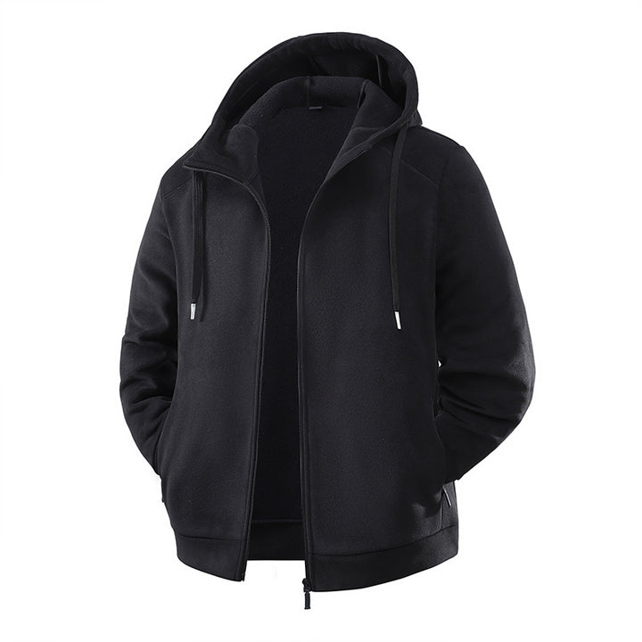 Herren Fleece-Softshell Hybridkapuzenjacke mit Teddy-Innenfutter & verstellbarer Kapuze Drune