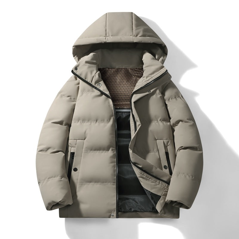 Herren Wattierte Kapuzen‑Thermo‑Steppjacke mit winddichter Hülle & versteckter Druckknopfblende Drune