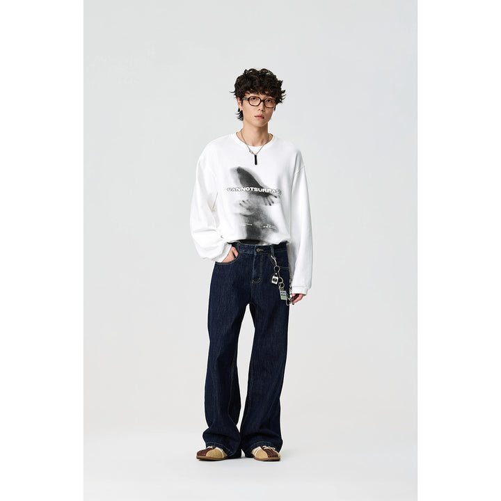 Unisex Oversize-Langarmshirt mit surrealem Photoprint und gerippten Bündchen Drune