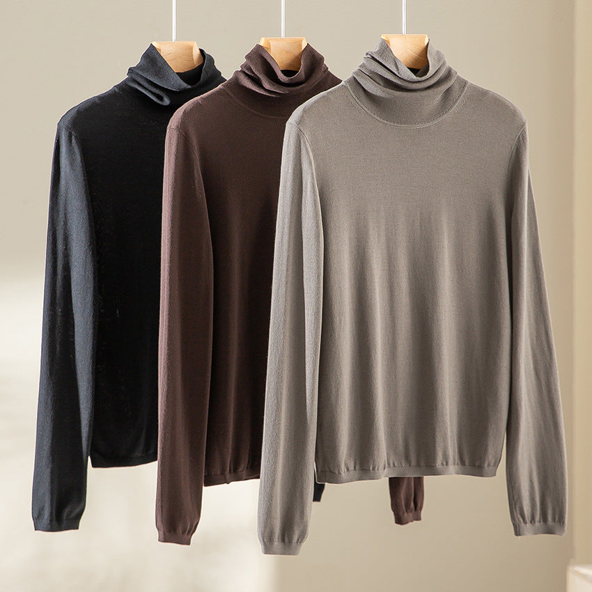Damen Ultraleichter Feinstrick-Rollkragenpullover mit schlanker Silhouette und fein gerippten Abschlüssen Drune