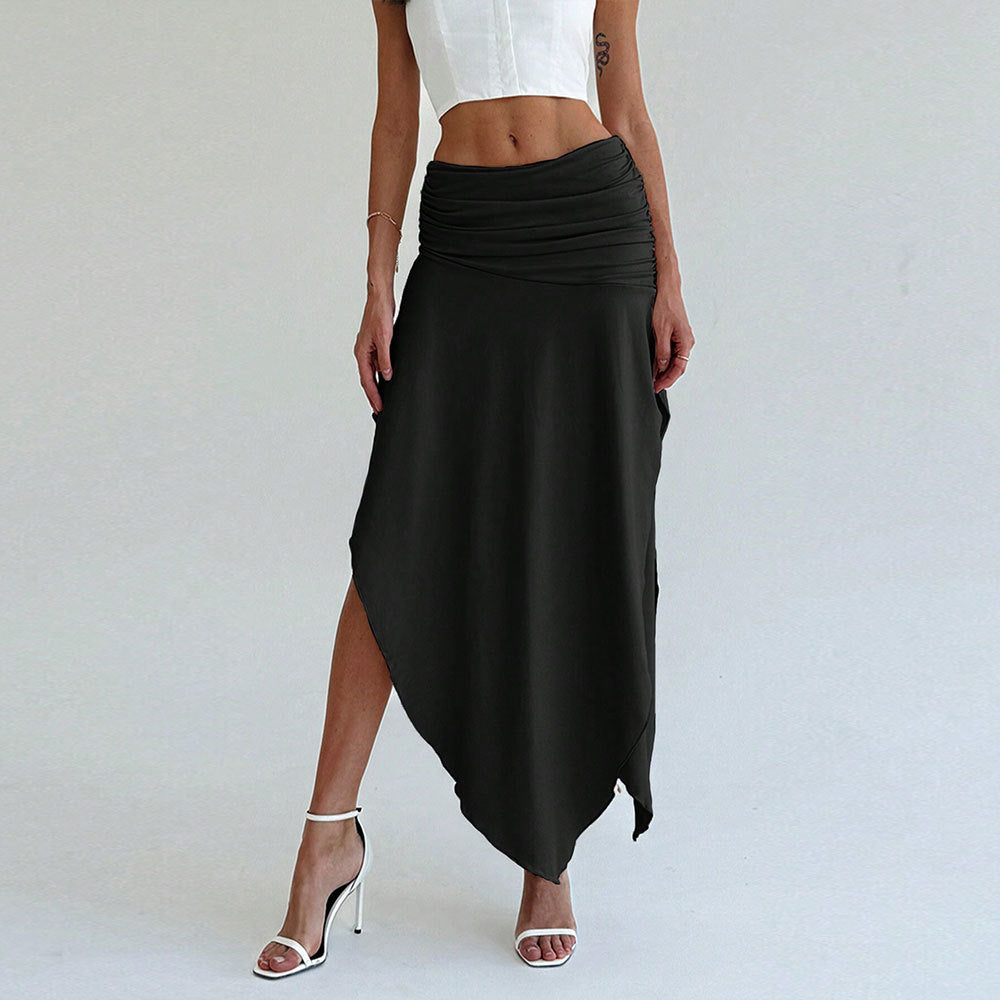 Damen asymmetrischer Maxirock mit eleganter Raffung Drune