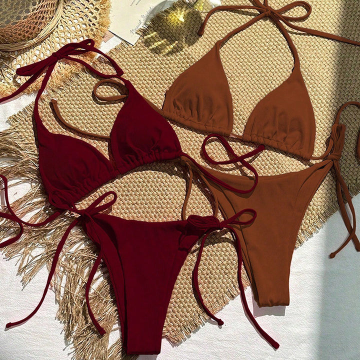 Damen Triangel-Bikini mit einstellbaren Schnürdetails Drune