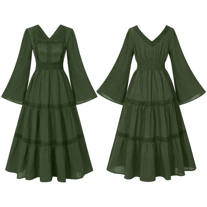 Damen nan romantisches Maxikleid mit Carmen-Ausschnitt, Puffärmeln, tailliertem Mieder und seitlicher Raffung Drune