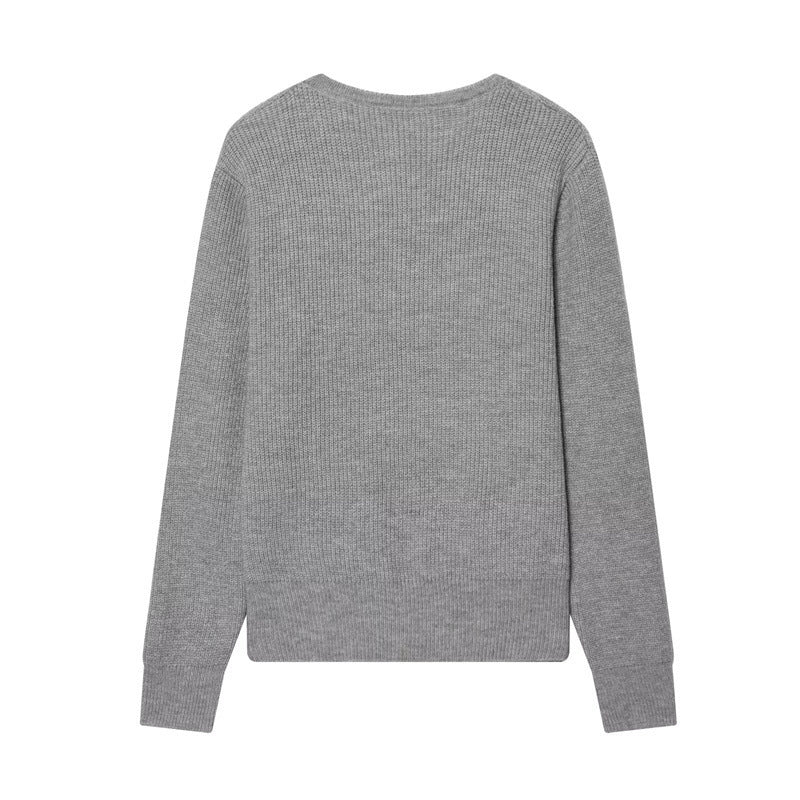 Damen zweilagiger Feinstrick-Cardigan mit integriertem Untertop und Herzknöpfen Drune