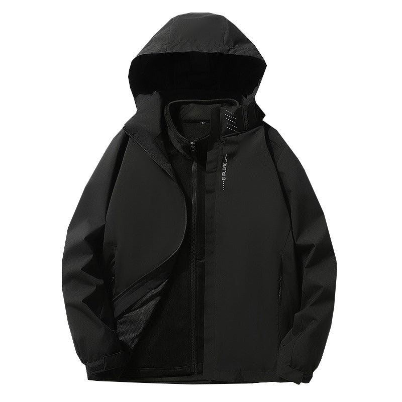 Herren Dreilagige wasserdichte Outdoor-Softshelljacke mit abnehmbarer Fleece-Innenjacke Drune