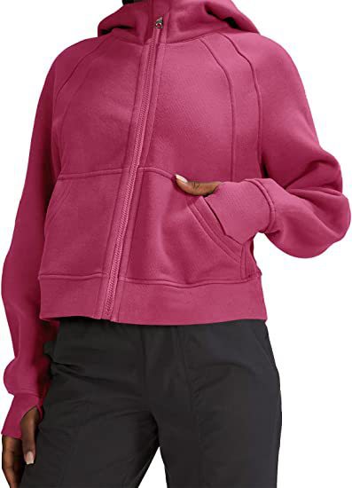 Damen lässige Kapuzenjacke mit nach unten gerafftem Schnitt und praktischen Taschen Drune