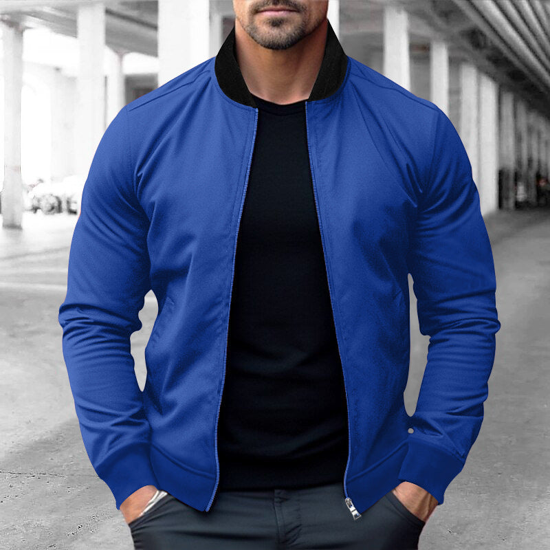 Herren sportliche Jacke mit hohem Kragen und seitlichen Reißverschlusstaschen Drune