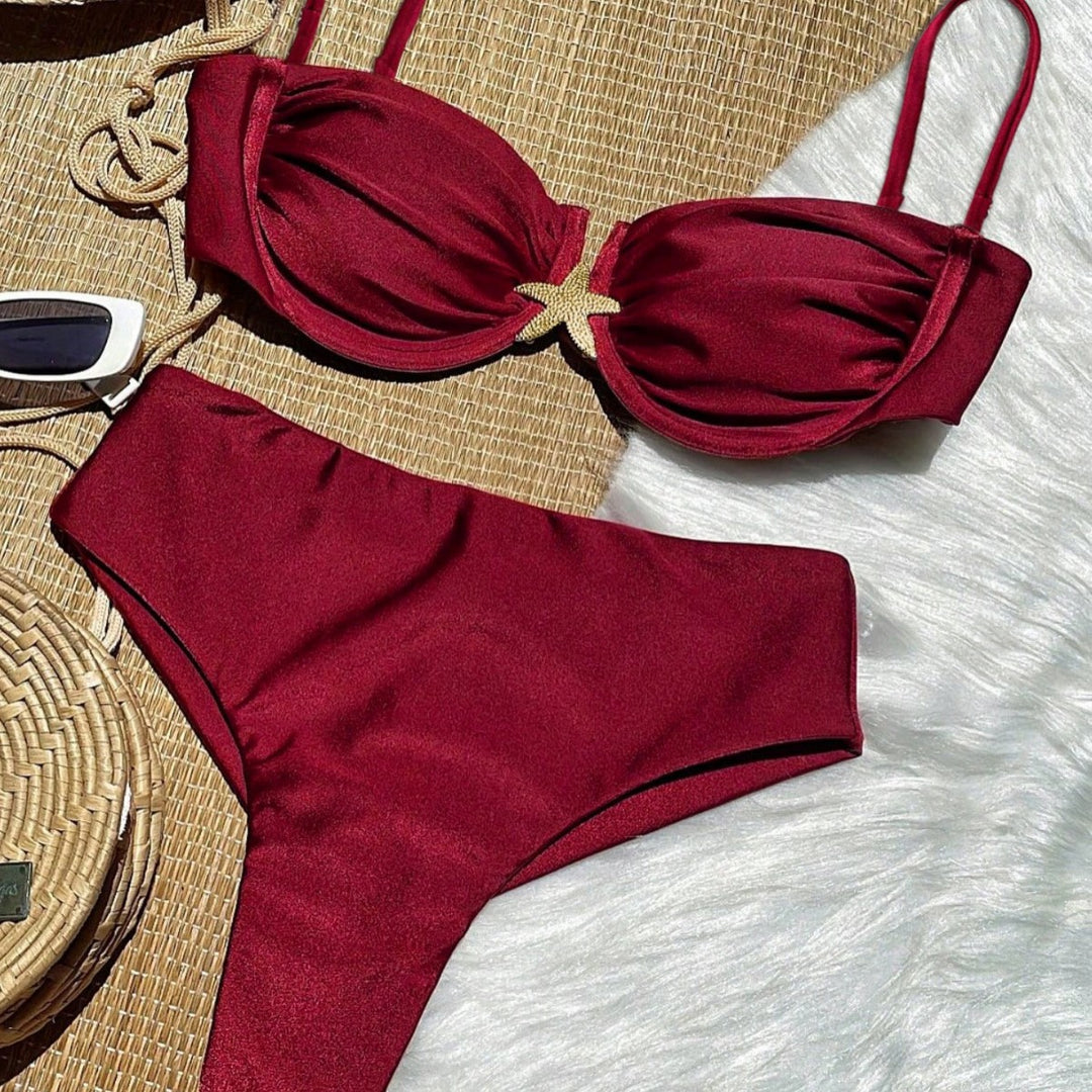 Damen Bikini-Set mit elegantem Push-Up-Oberteil und hohem Taillenunterteil Drune