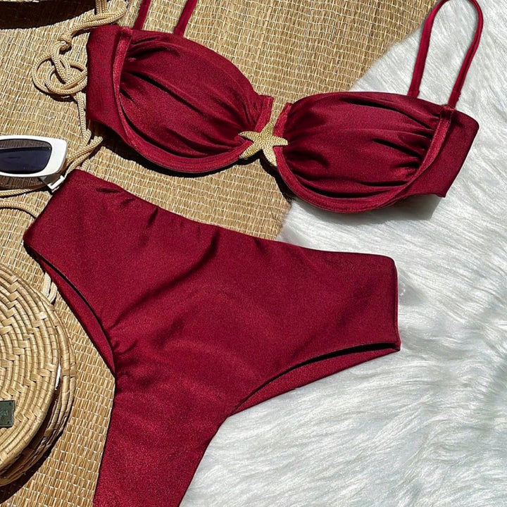Damen Bikini-Set mit elegantem Push-Up-Oberteil und hohem Taillenunterteil Drune