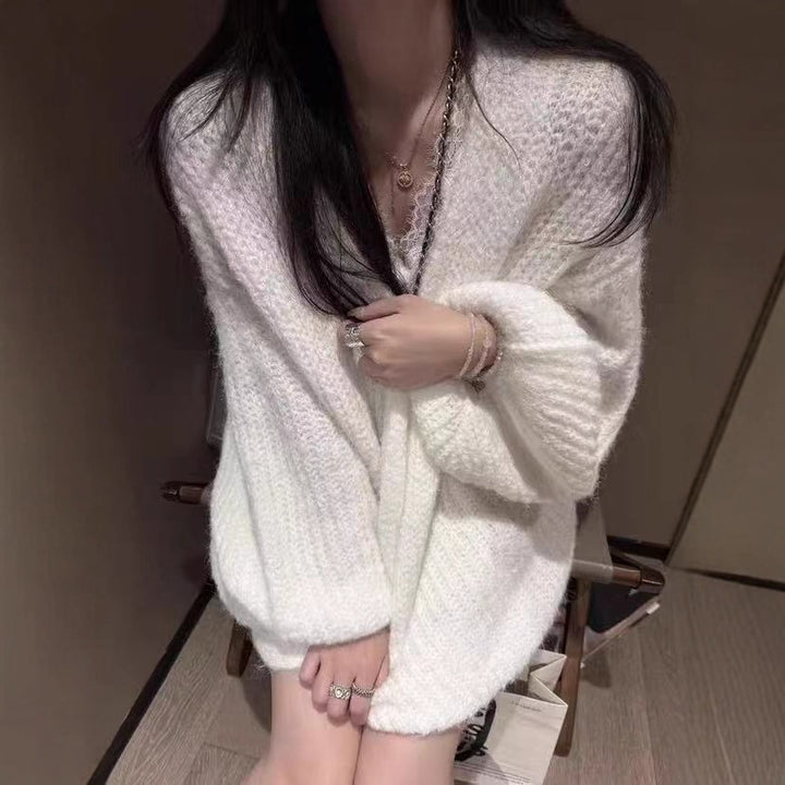 Damen Komfortabler Strick-Cardigan mit weitem Schnitt Drune