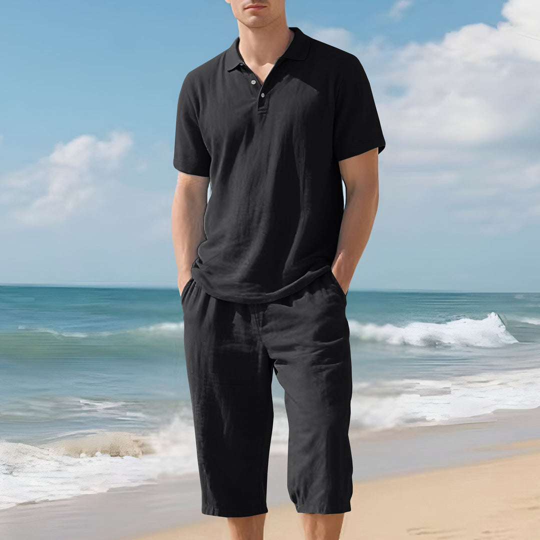 Herren nan leichtes Polo- und Bermuda-Set aus seidigem Baumwolljersey Drune